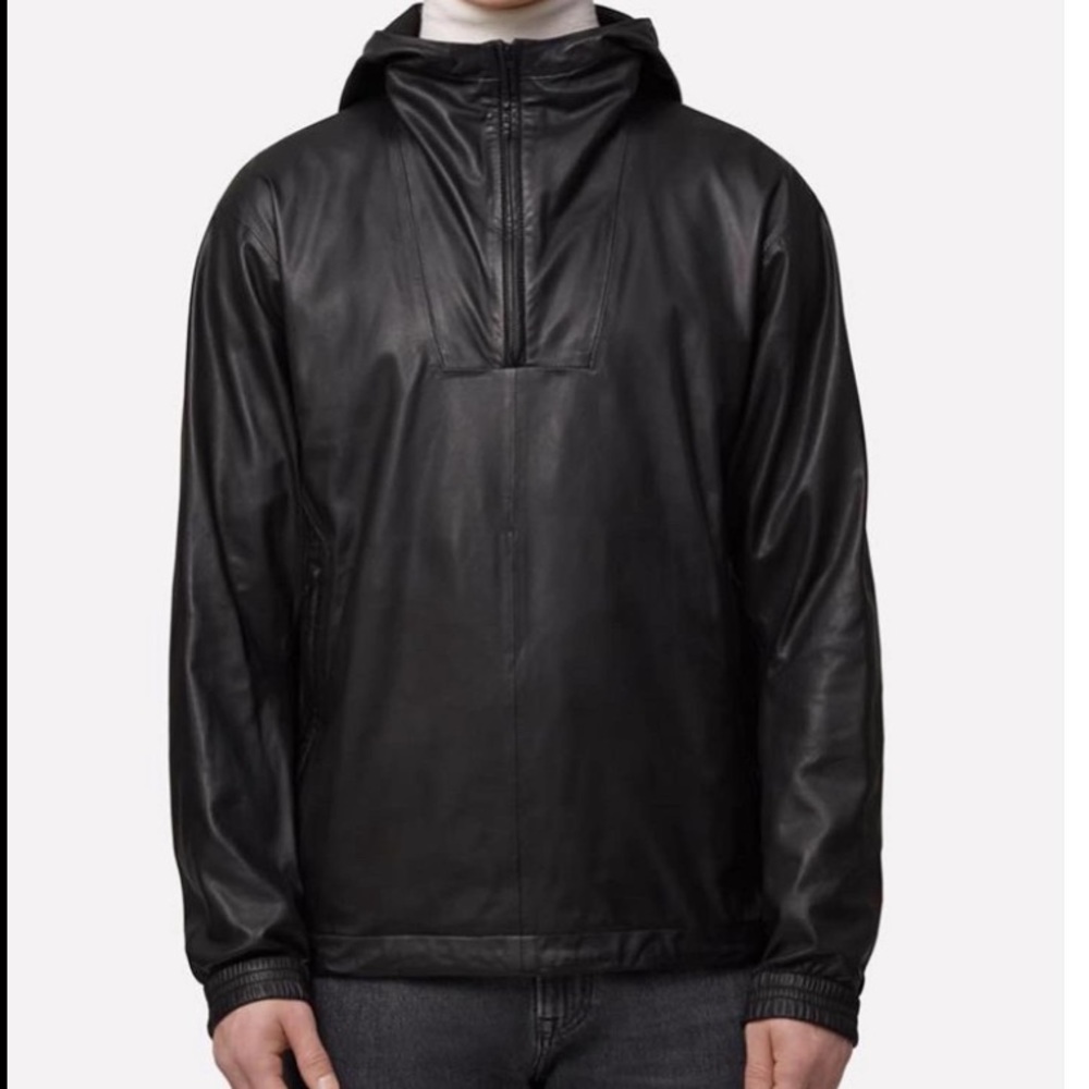 J Lindeberg Leather Hoodie Jacket